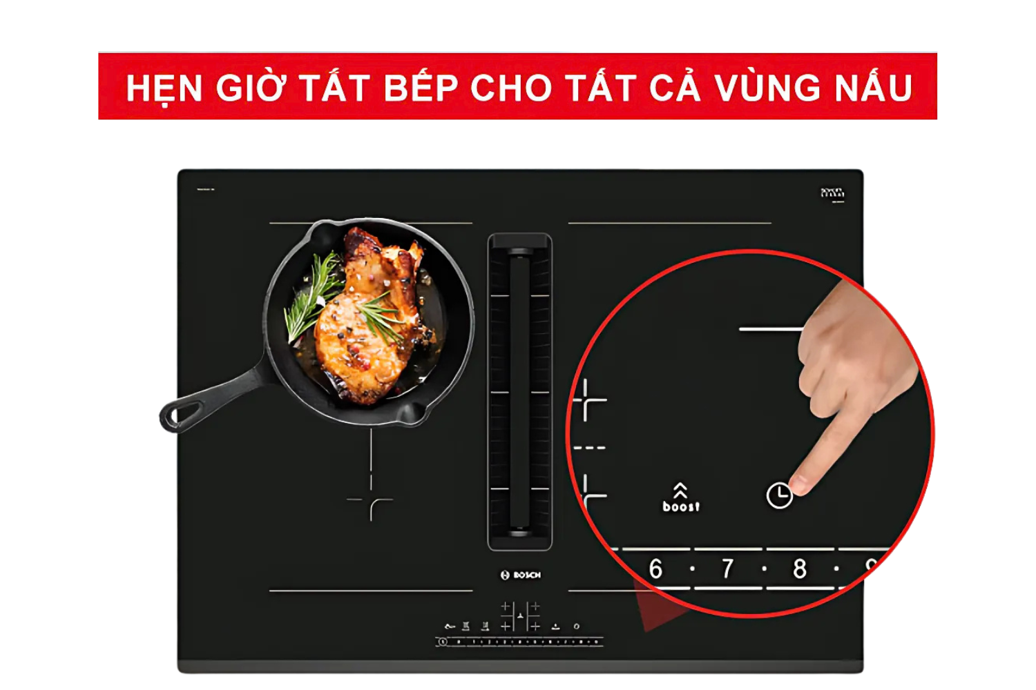 Chế độ hẹn giờ tắt bếp cho phép bạn cài đặt thời gian nấu cho từng vùng nấu