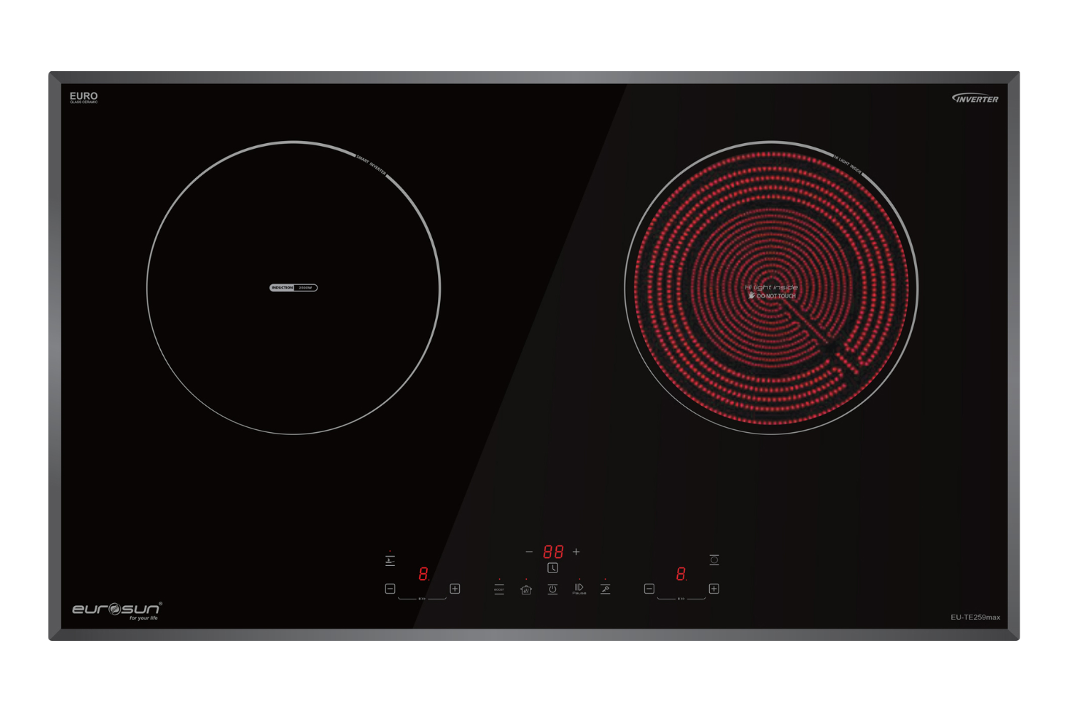 Bếp Điện Từ Kết Hợp Hồng Ngoại Eurosun EU-TE259Max | Lắp Âm 2 Vùng Nấu