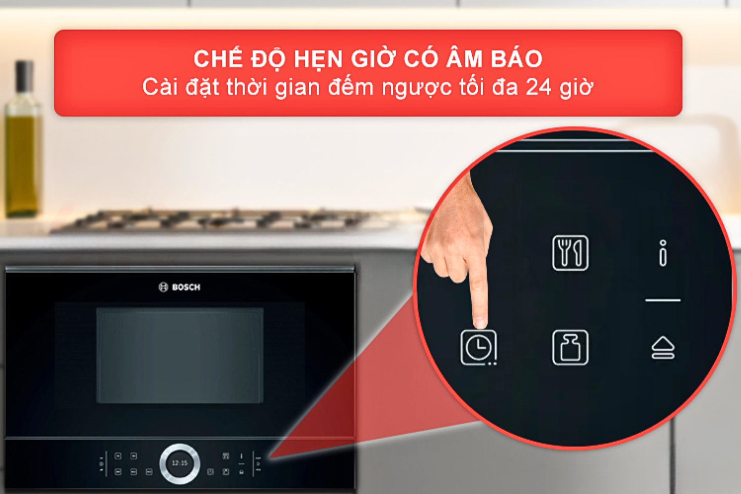 Thời gian sẽ đếm ngược trên màn hình, và một tín hiệu âm thanh sẽ phát ra khi kết thúc