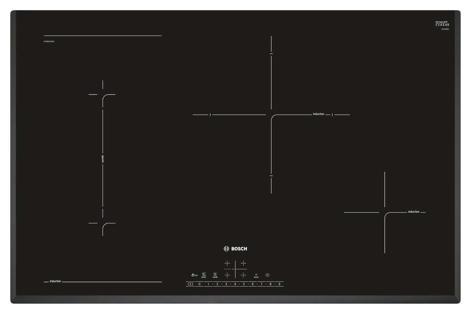 Bếp từ Bosch PVS851FB1E Series 6 được trang bị công nghệ ghép nối 2 vùng náu nhỏ bên trái