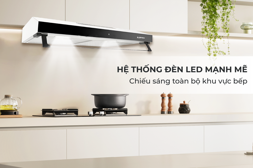 Hệ thống đèn LED chiếu sáng tiết kiệm điện được tích hợp trong các dòng máy hút mùi Hafele