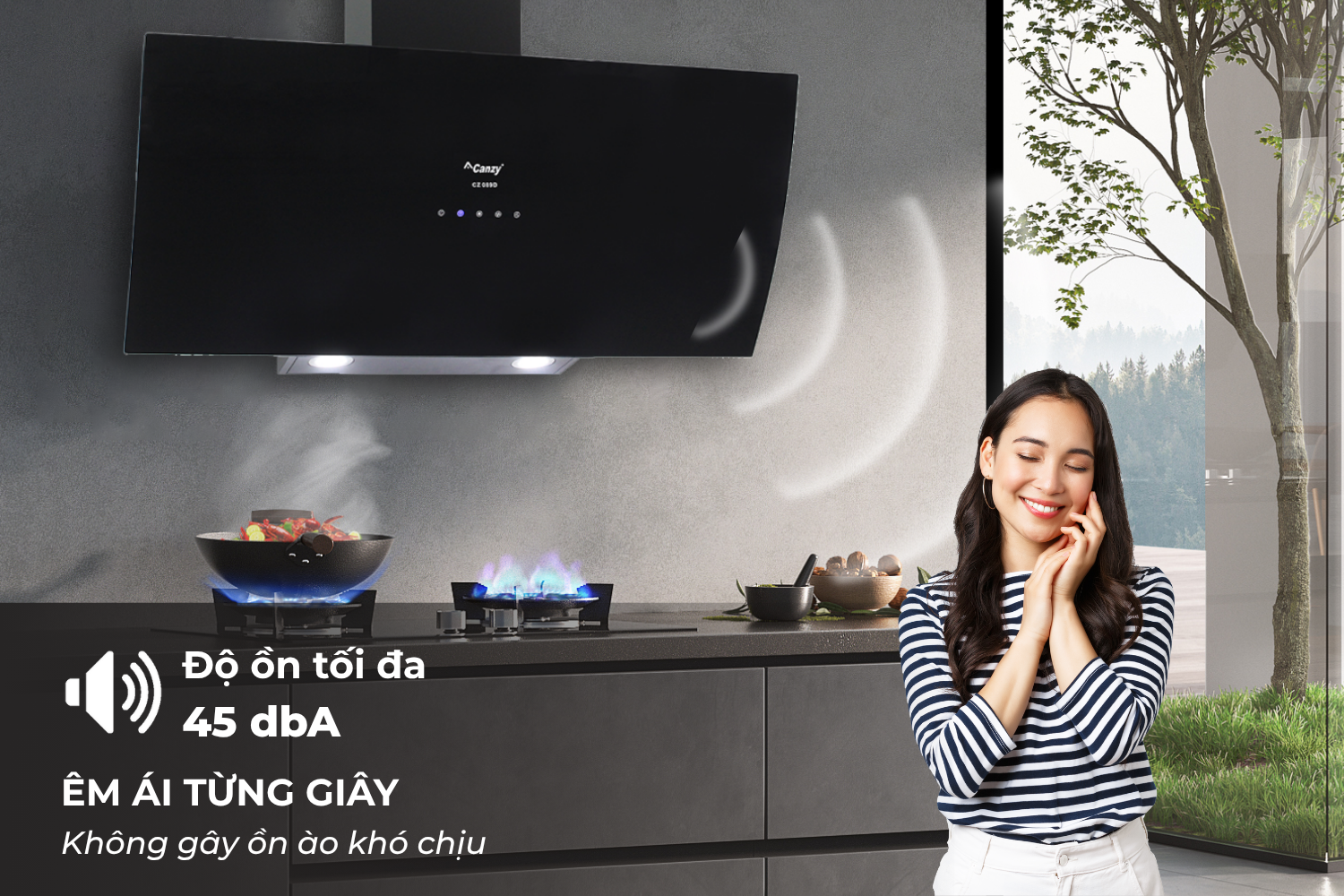 Máy Hút Mùi Kính Vát Canzy CZ 087D