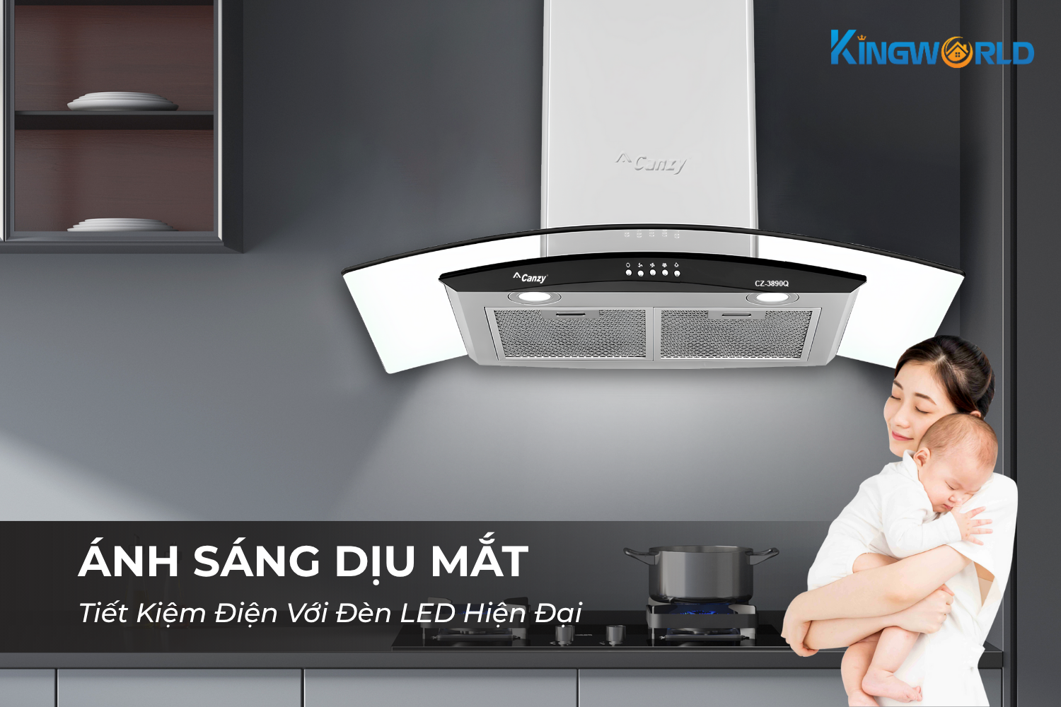 Máy hút mùi kính cong Canzy CZ 3890Q