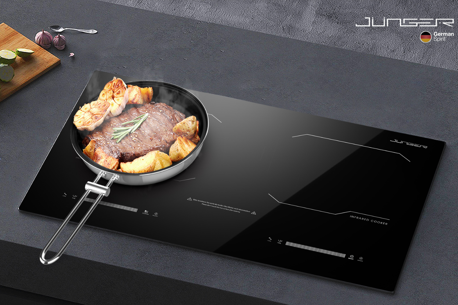 Bếp Điện Từ Kết Hợp Hồng Ngoại Junger MK-24 | Lắp Âm/Dương 2 Vùng Nấu