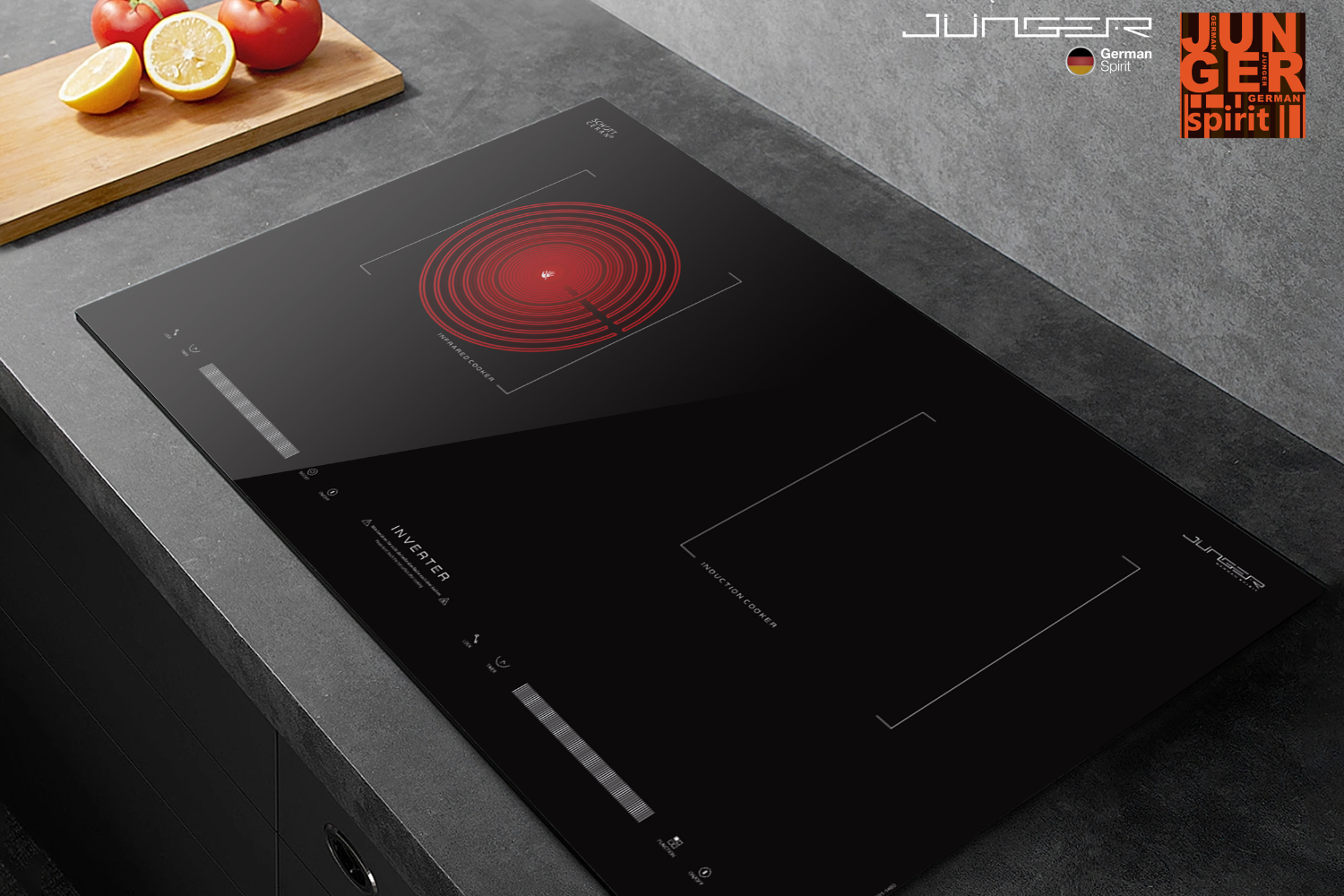 Junger ID-16 được thiết kế 2 vùng nấu riêng biệt với kiểu dáng hiện đại chuẩn Đức nâng tầm không gian sống.