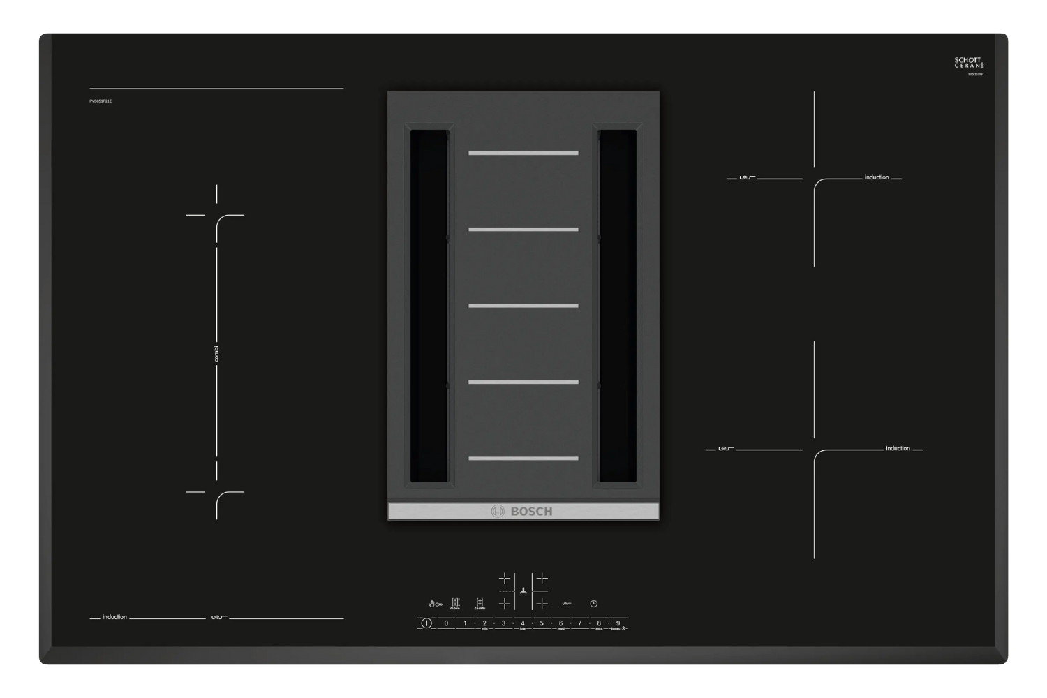 Bếp từ Bosch PVS851F21E&nbsp;Series 6 được trang bị 4 vùng nấu cảm ứng độc lập
