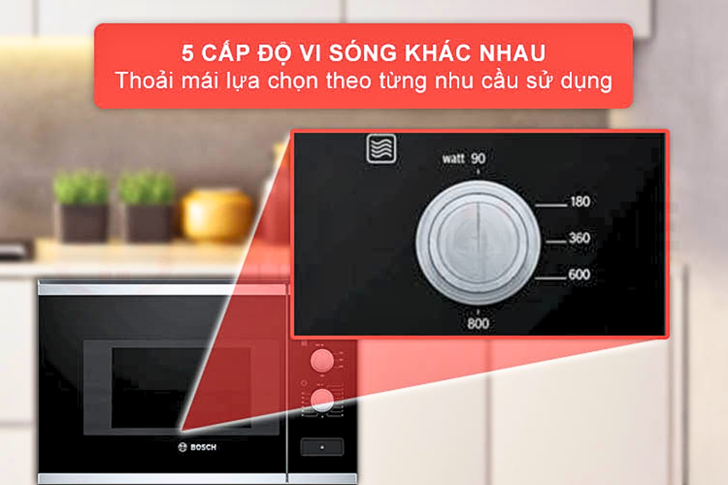 Lò vi sóng Bosch BFL520MS0 được trang bị 5 mức công suất vi sóng linh hoạt