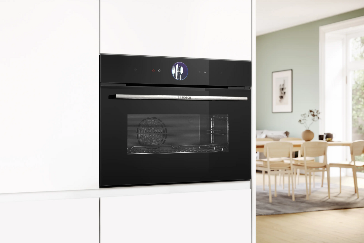 Lò nướng kèm hấp Bosch CSG7364B1 Serie 8 sở hữu&nbsp;vẻ ngoài hiện đại, tinh tế