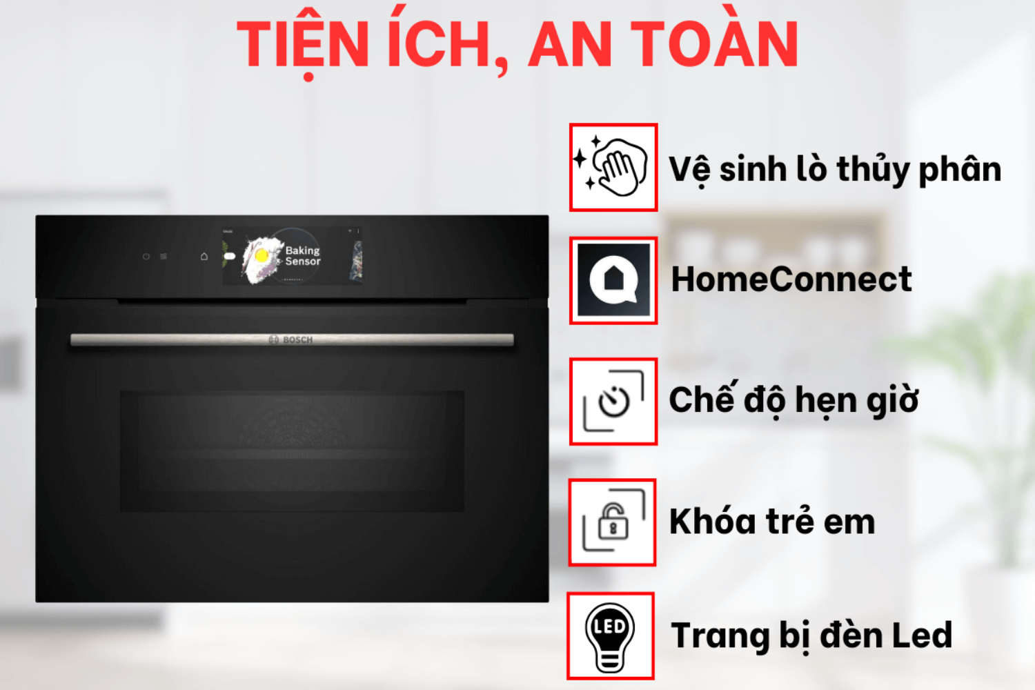 Lò nướng kết hợp vi sóng Bosch CMG778NB1 thể hiện đẳng cấp qua hàng loạt tiện ích thông minh