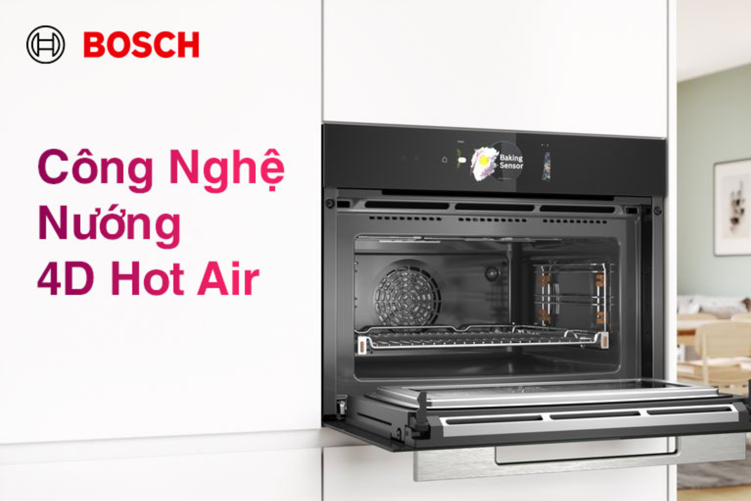 Lò nướng Bosch CMG778NB1 kết hợp hoàn hảo giữa lò nướng và lò vi sóng trong một thiết kế âm tủ tinh tế