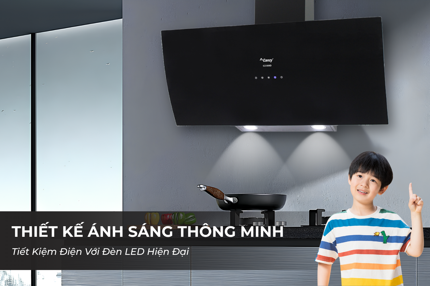 Máy Hút Mùi Kính Vát Canzy CZ 087D