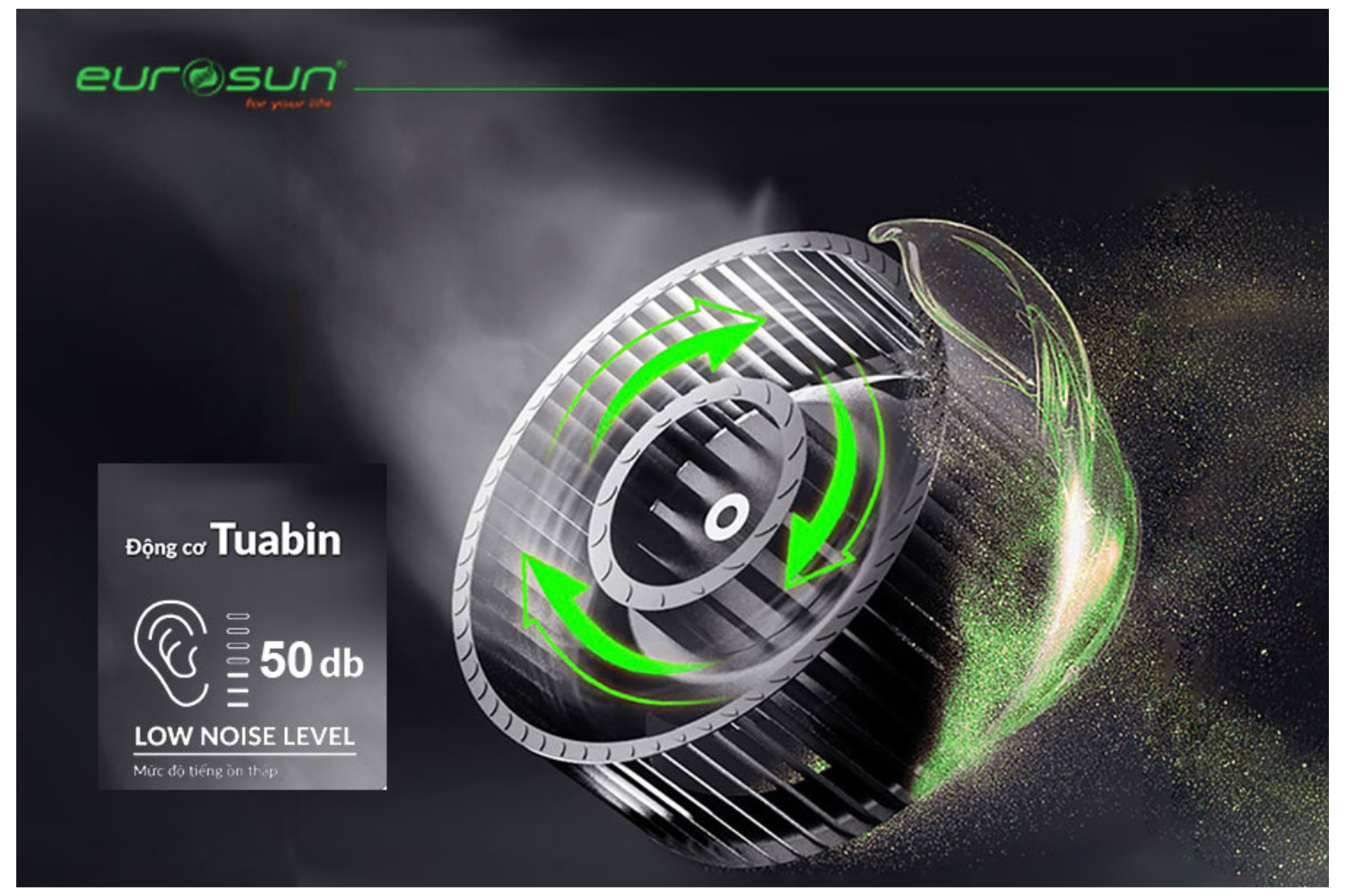 Vận hành êm ái – Độ ồn chỉ 50 dB