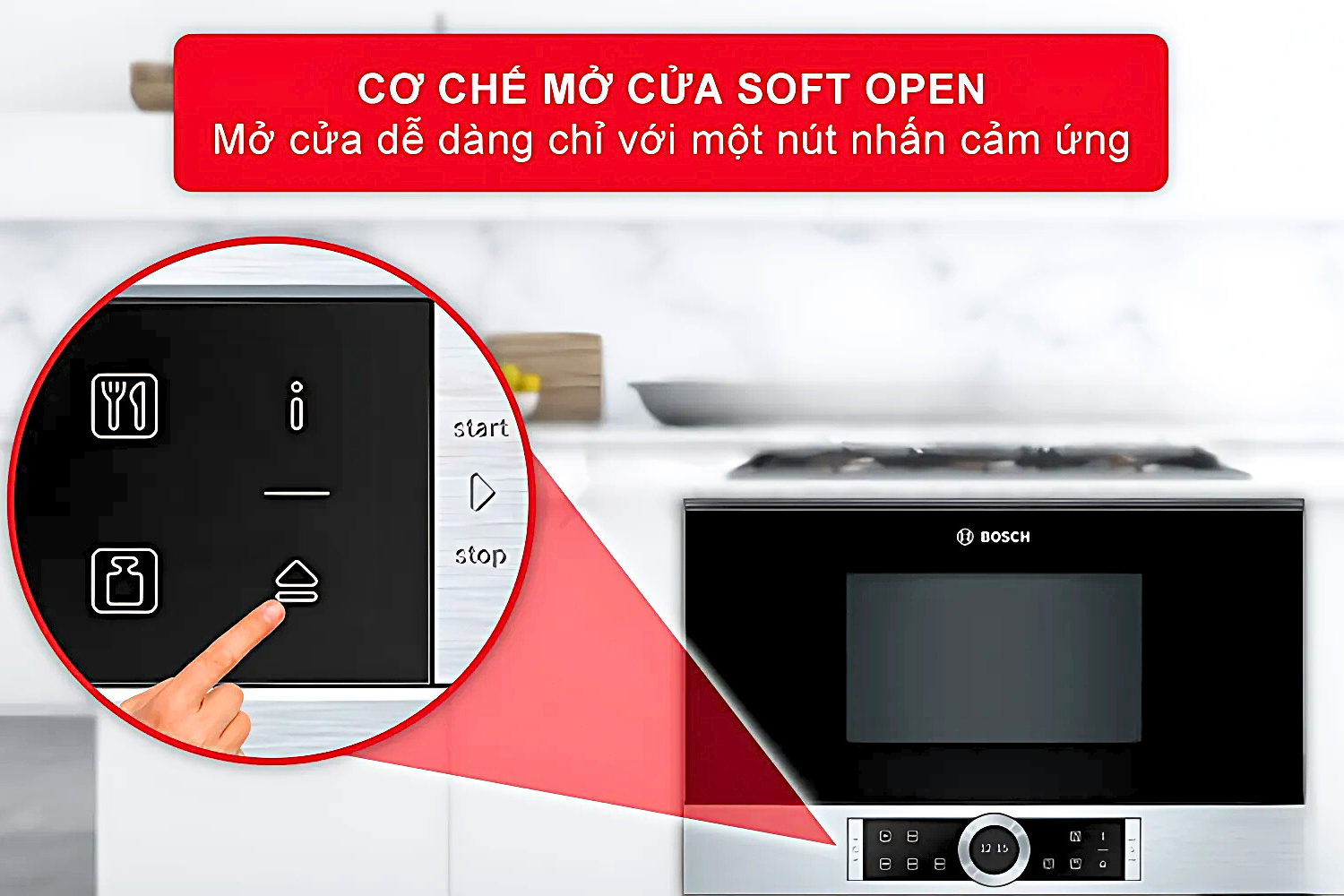 Lò vi sóng Bosch BFL634GS1B sở hữu đường nét thiết kế tinh tế đến từng chi tiết nhỏ