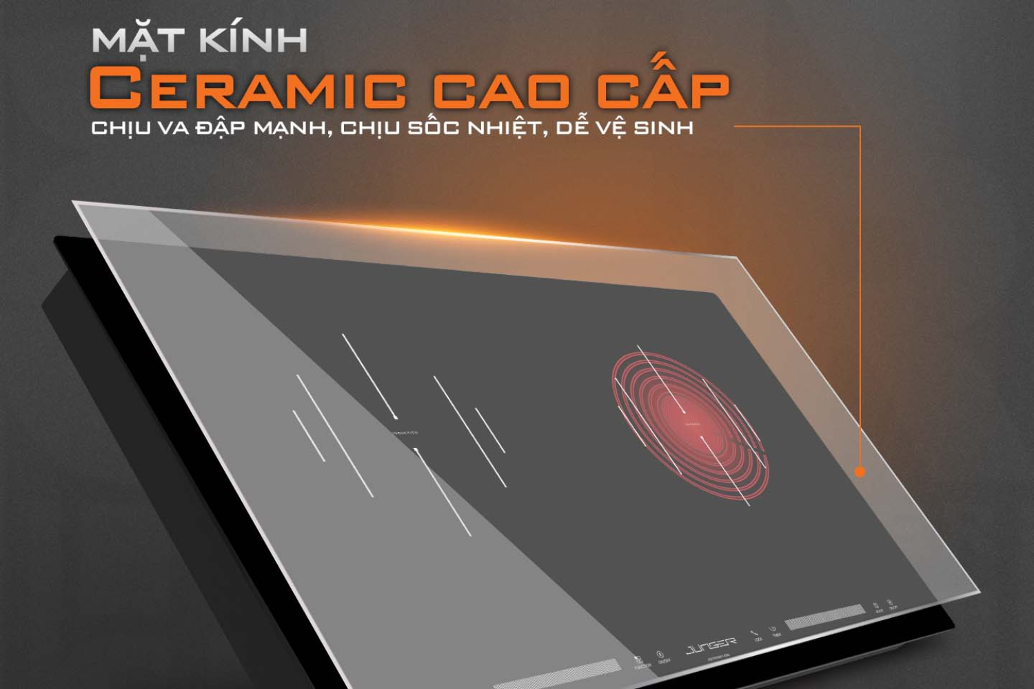 Bếp CEJ-204-IF trang bị Mặt kính Ceramic – Chịu nhiệt, chống trầy xước