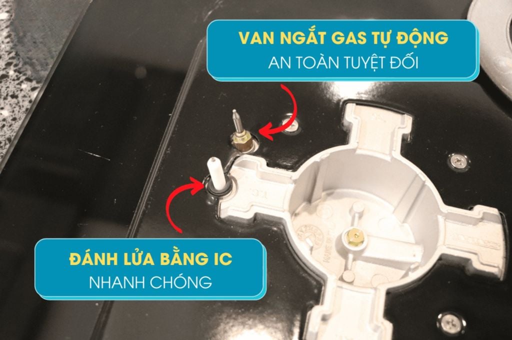 Đánh lửa bằng pin IC và van ngắt gas an toàn