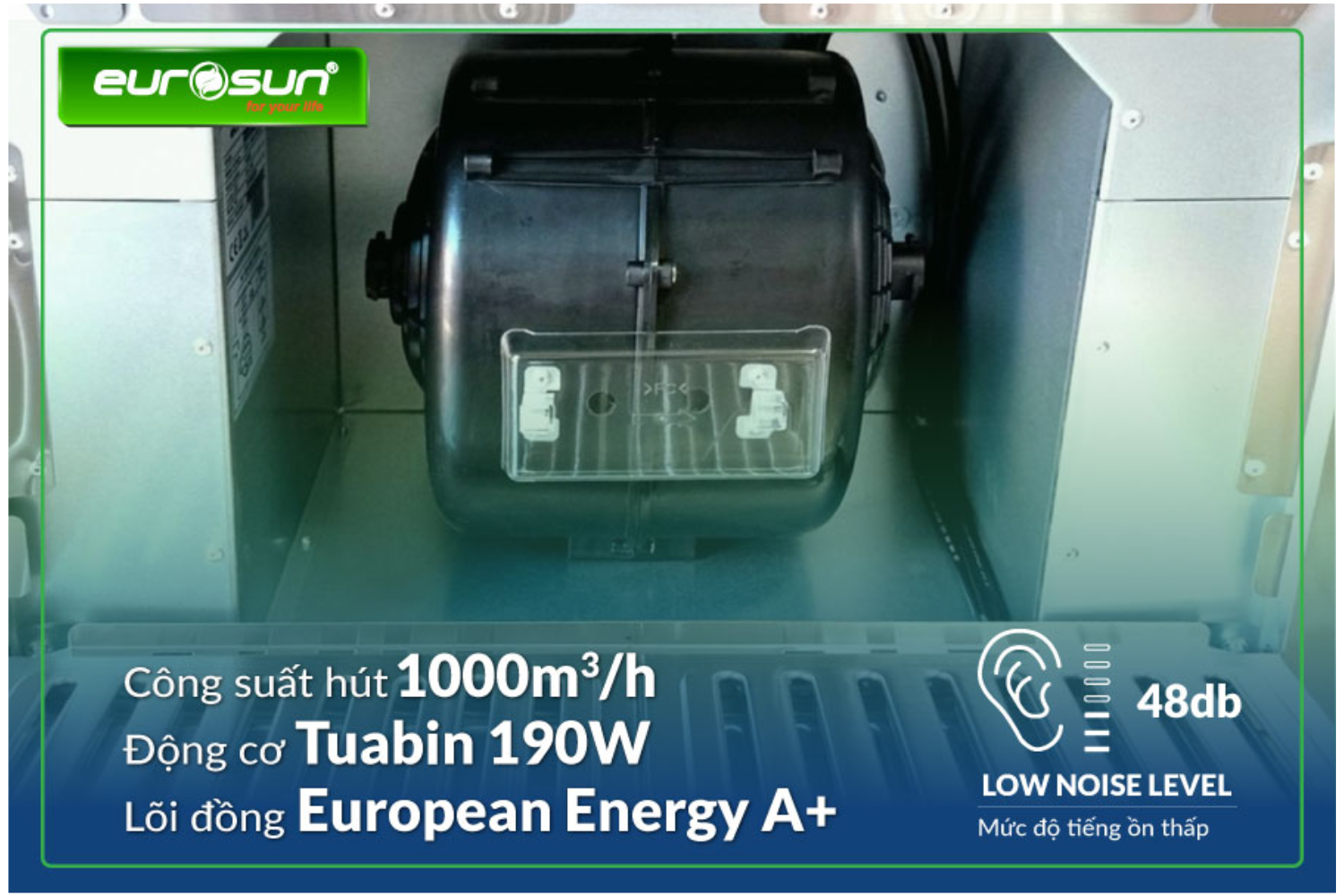 Hiệu suất hút mùi mạnh mẽ – Công suất lên đến 1000 m³/h