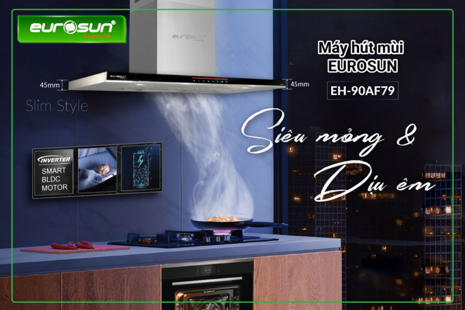 Máy hút mùi gắn tường Eurosun EH-90AF79 | 90cm