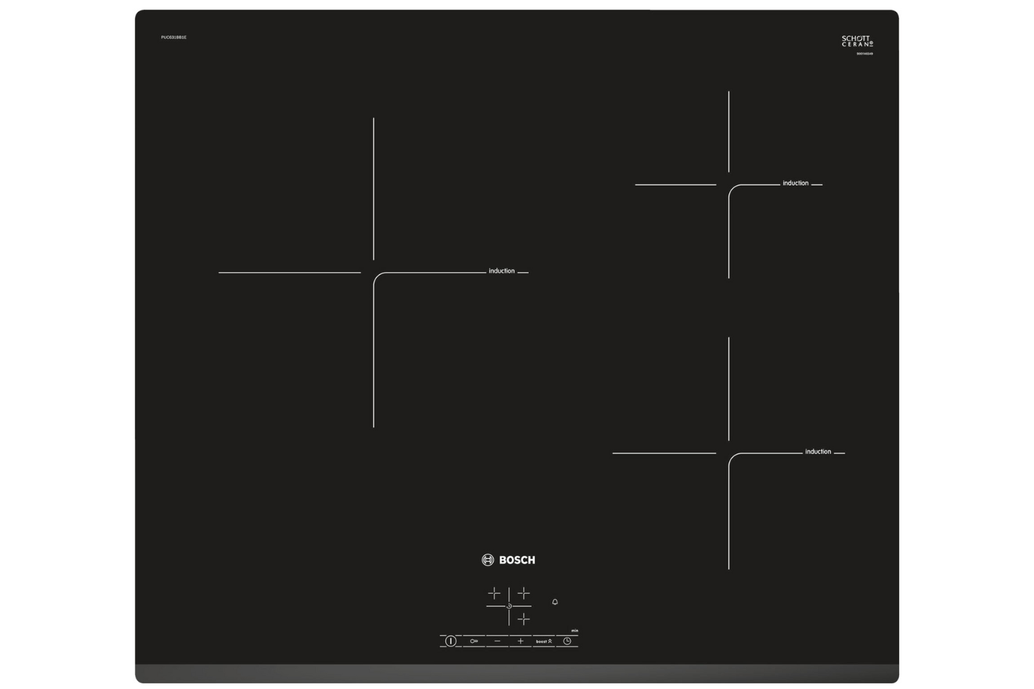 Bếp từ Bosch PUC631BB1E được trang bị 3 vùng nấu độc lập