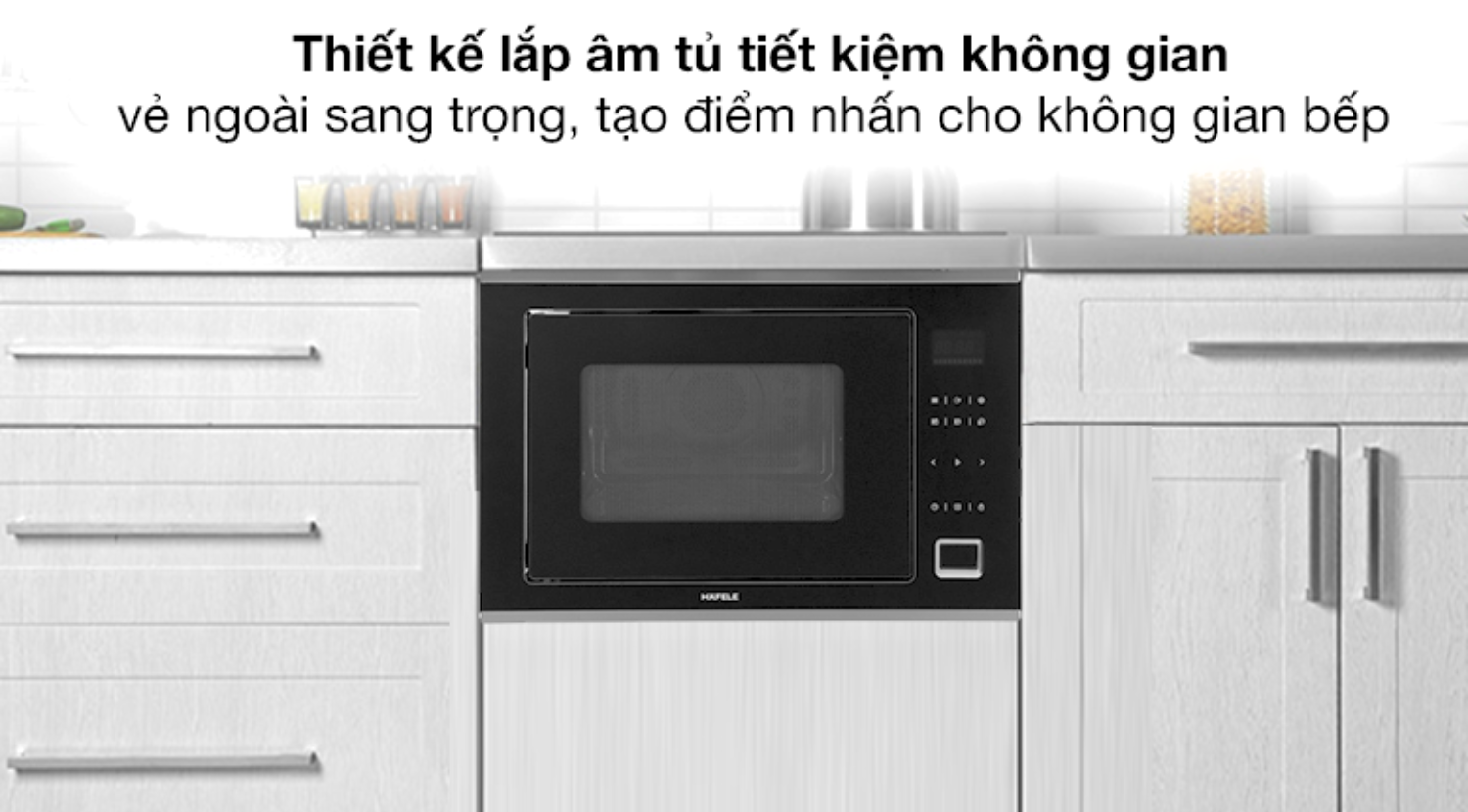 Lò vi sóng Hafele HM-B38C được thiết kế để lắp đặt âm tủ gọn gàng, tiết kiệm không gian