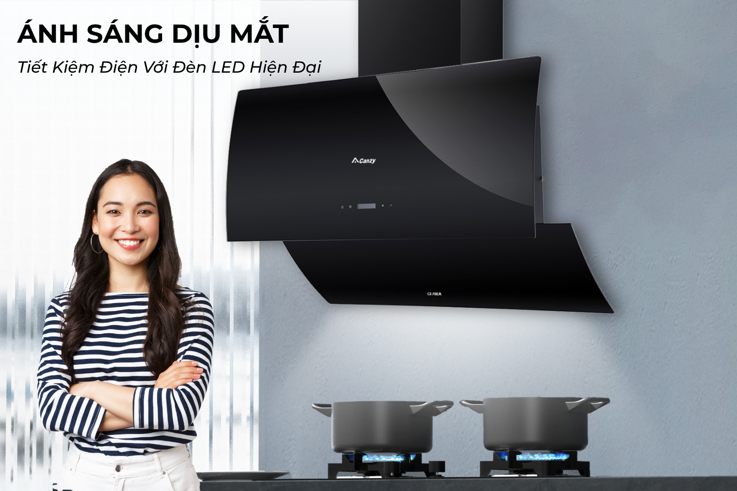 Máy Hút Mùi Kính Vát Canzy CZ 70EA Luxury
