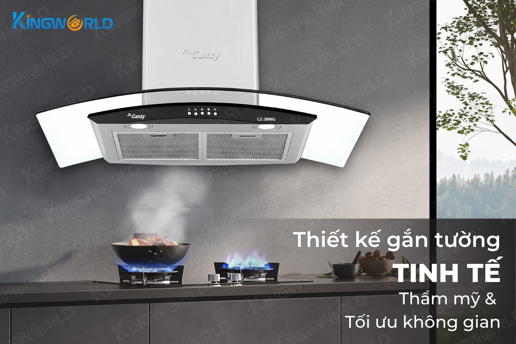 Máy hút mùi kính cong Canzy thẩm mỹ