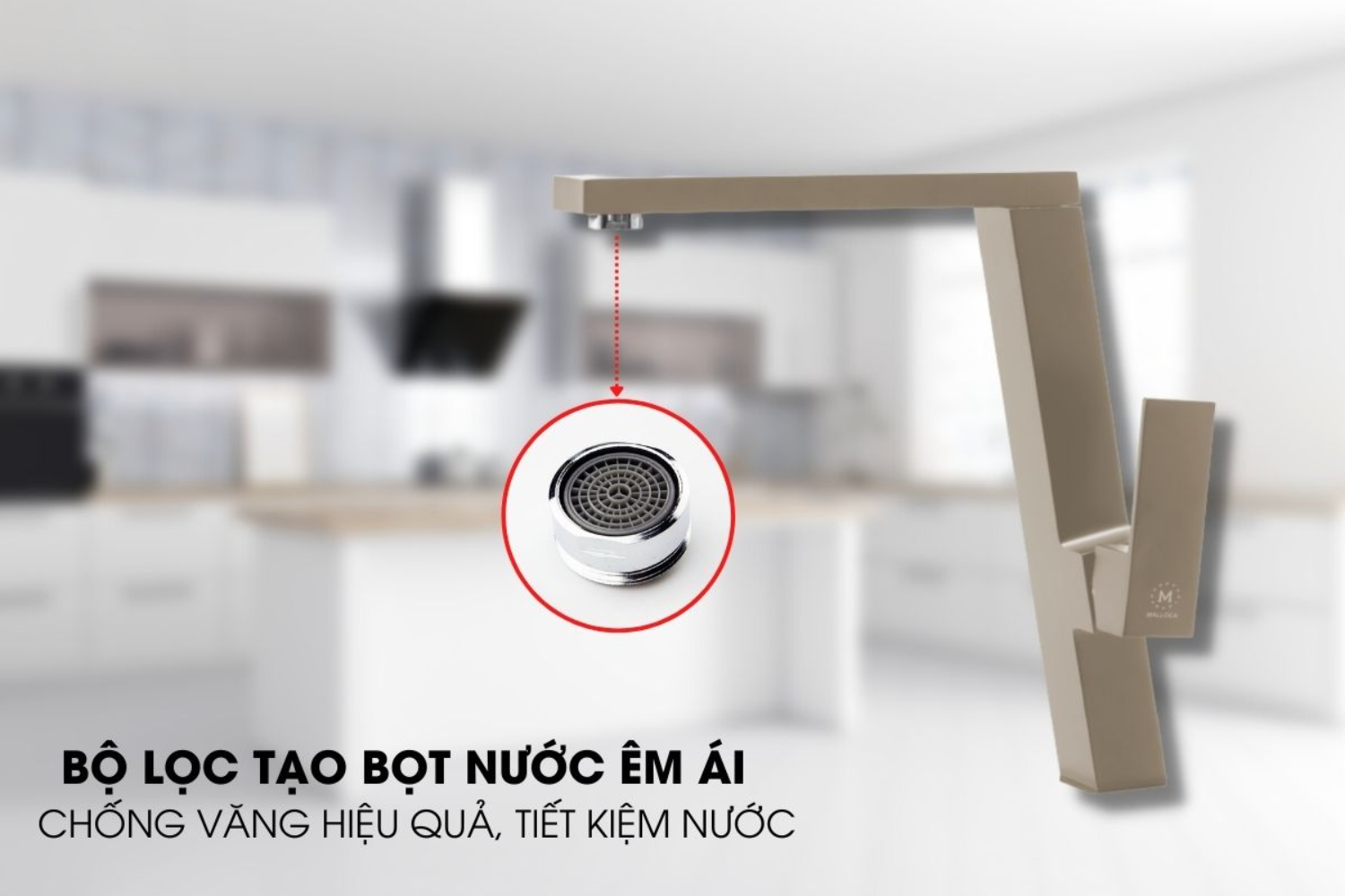 Trang bị lưới&nbsp;lọc tạo bọt, chống văng nước