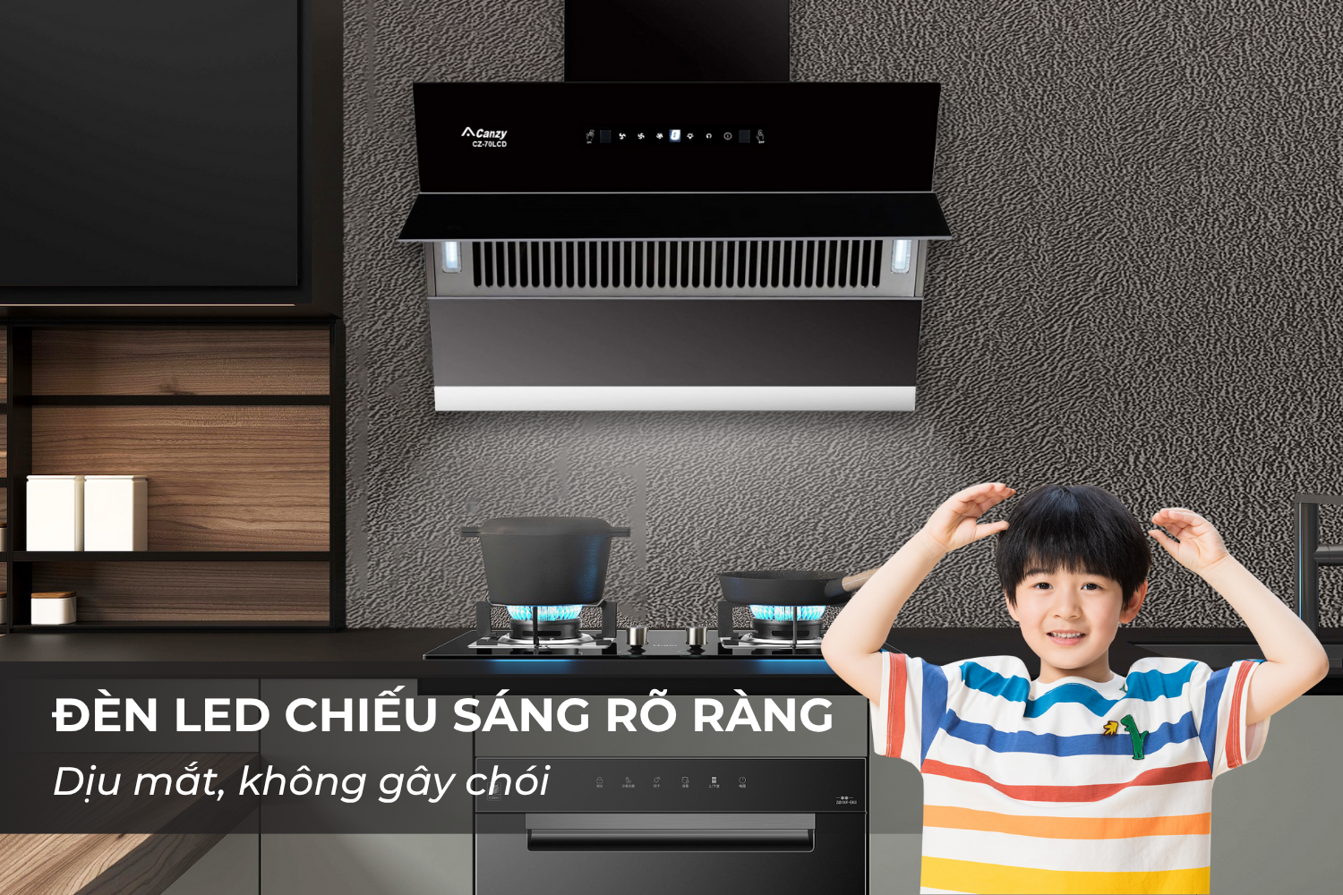 Máy Hút Mùi Kính Vát Canzy CZ 70LCD