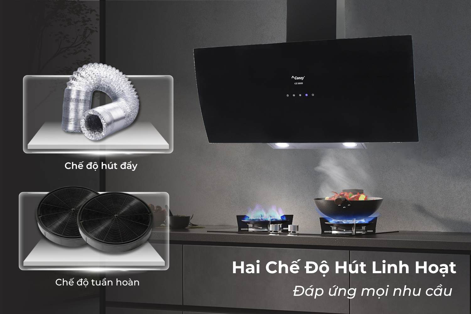 Máy Hút Mùi Kính Vát Canzy CZ 087D