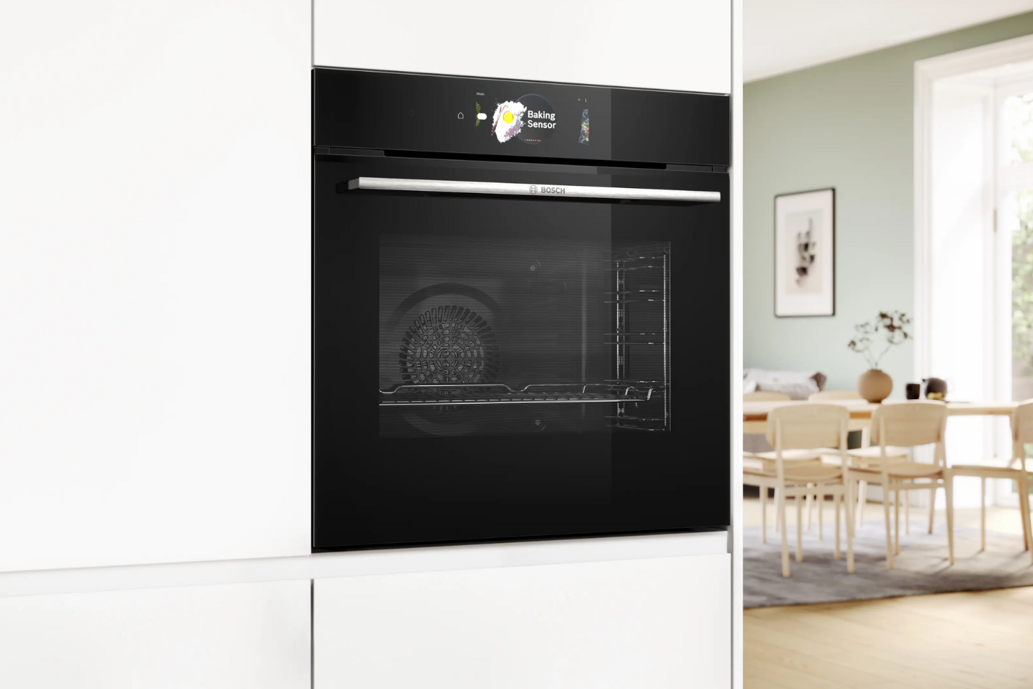 Lò nướng kèm vi sóng Bosch HMG778NB1 trang bị mặt kính toàn phần màu đen