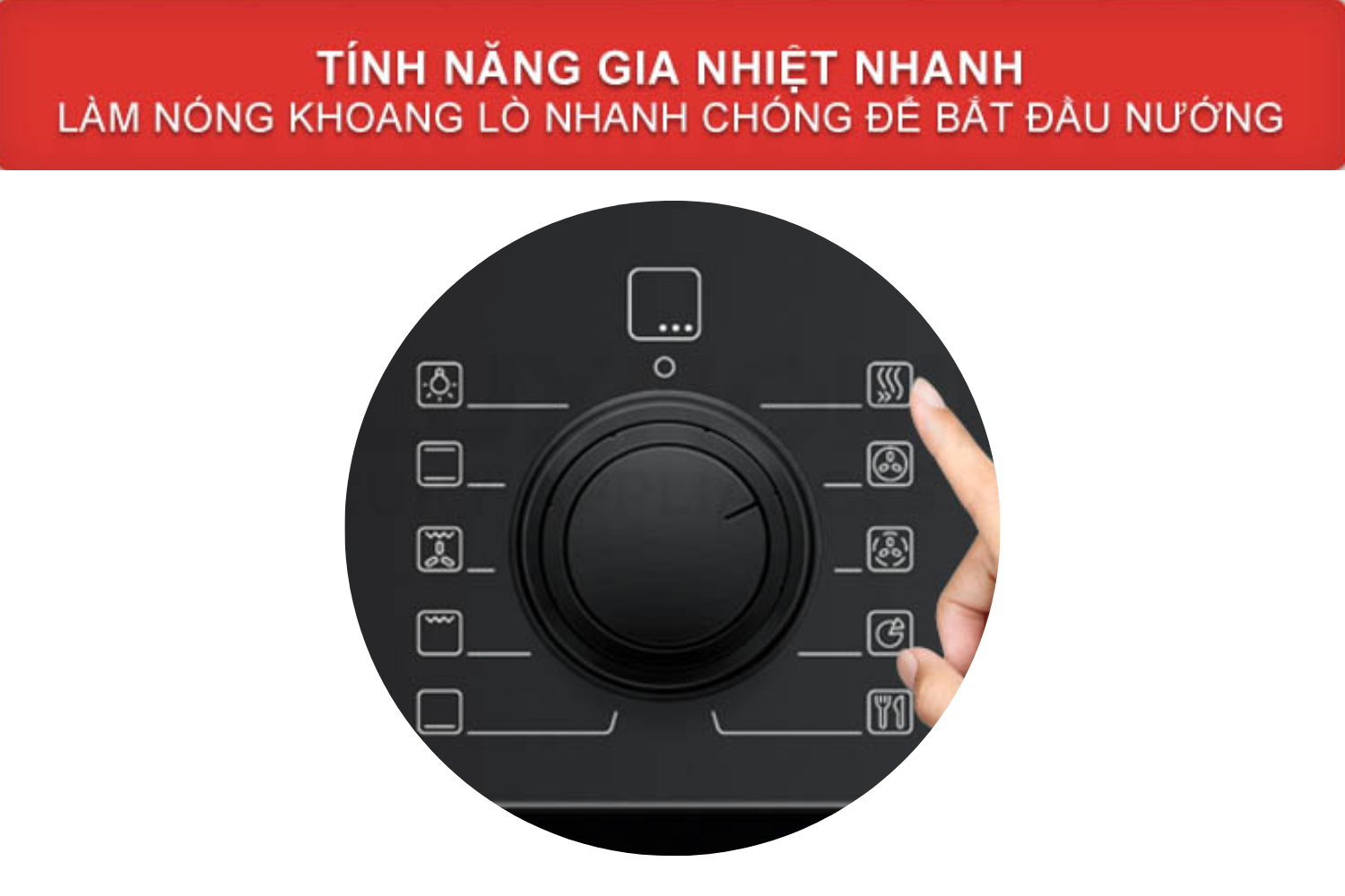 Tính năng &nbsp;gia nhiệt nhanh (Rapid Heating) giúp lò đạt nhiệt độ trên 100°C chỉ trong thời gian ngắn