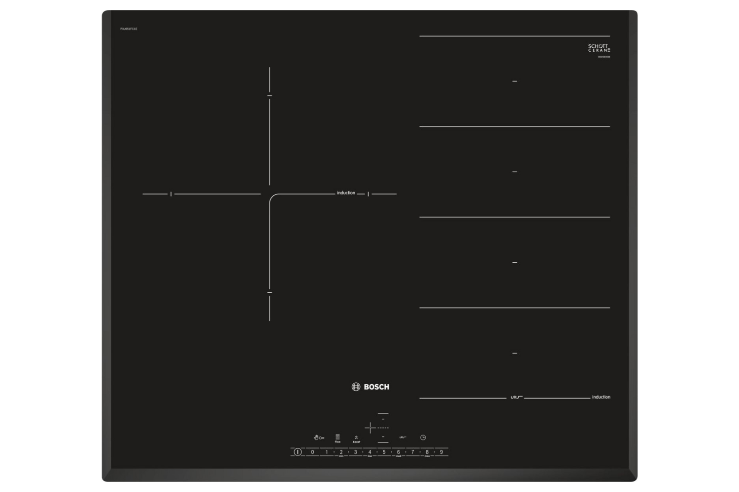 Bếp từ Bosch PXJ651FC1E Serie 6 được trang bị&nbsp;03 vùng nấu độc lập