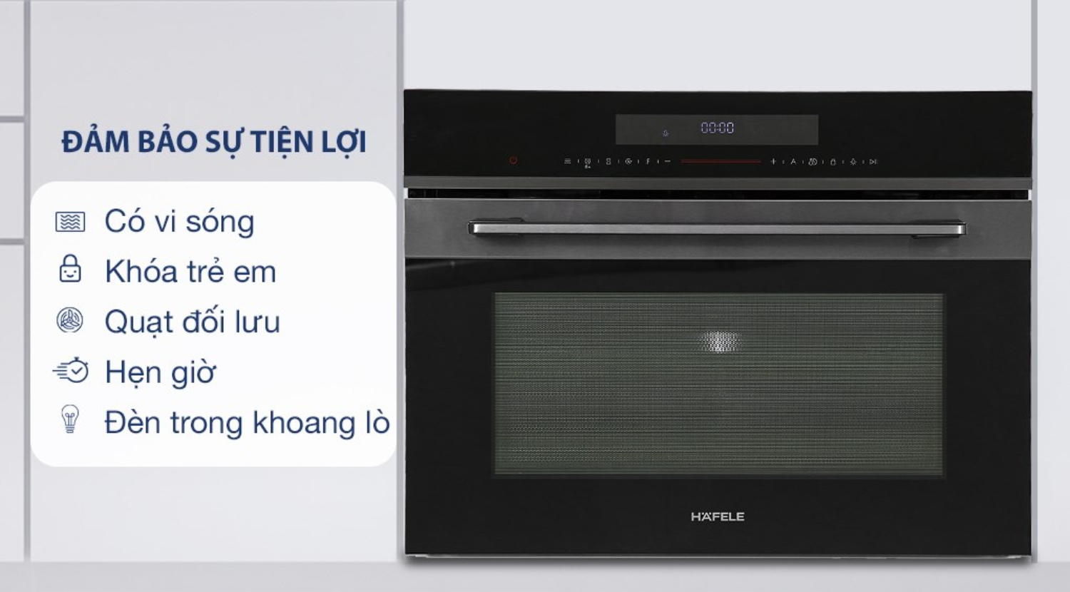 Lò nướng Hafele HCO-8T50A được trang bị các tính năng an toàn để bảo vệ người dùng và thiết bị