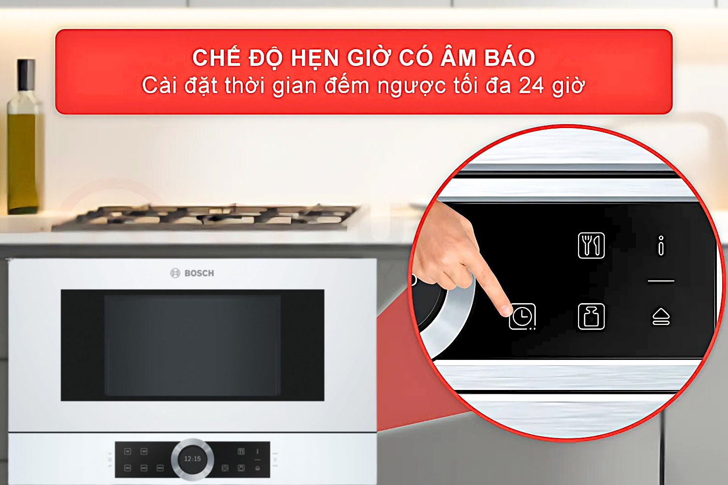Lò vi sóng Bosch BFL634GW1 tích hợp các tiện ích và tính năng an toàn