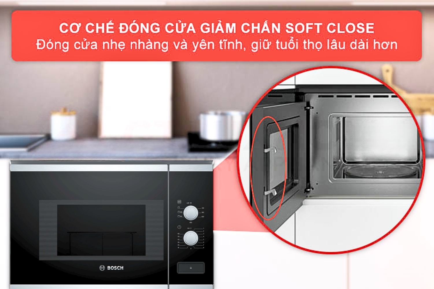 Việc mở cửa lò được thực hiện dễ dàng chỉ bằng một nút nhấn tiện lợi, nhẹ nhàng