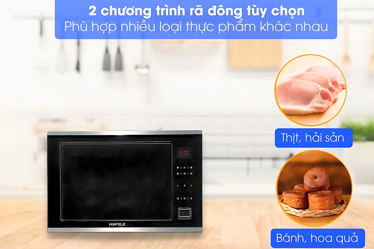Lò vi sóng Hafele HM-B38C (538.01.111) 2 chương trình rã đông riêng biệt theo khối lượng hoặc thời gian