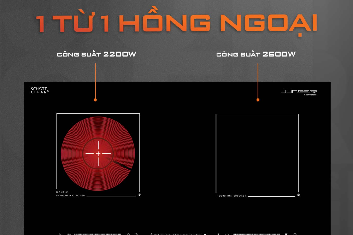 Junger MTD-18 sở hữu hai vùng nấu linh hoạt