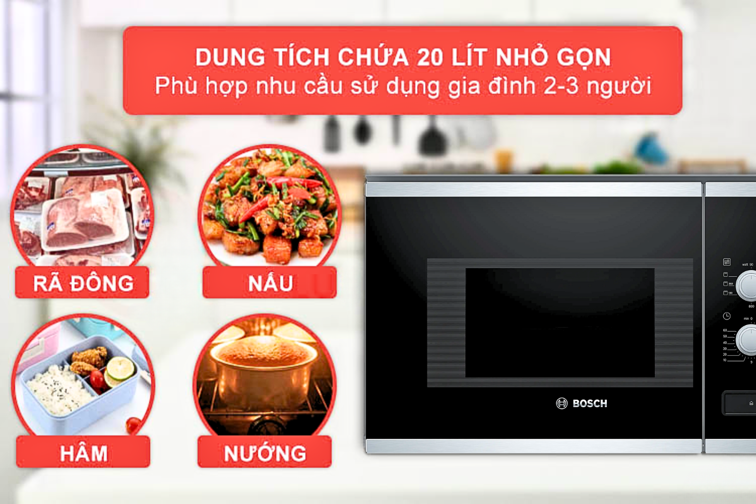 Lò vi sóng Bosch BEL520MS0K mang đến hiệu suất vượt trội, sẵn sàng đáp ứng mọi công thức nấu nướng