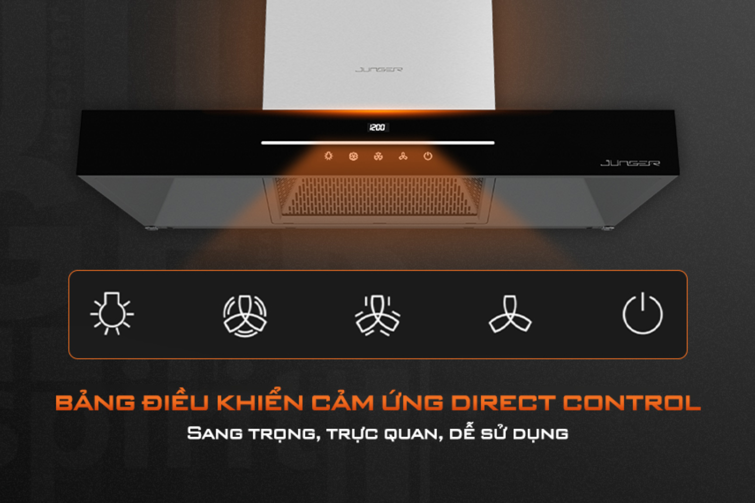 Máy hút mùi áp tường/âm tủ Junger H-90 | 90cm