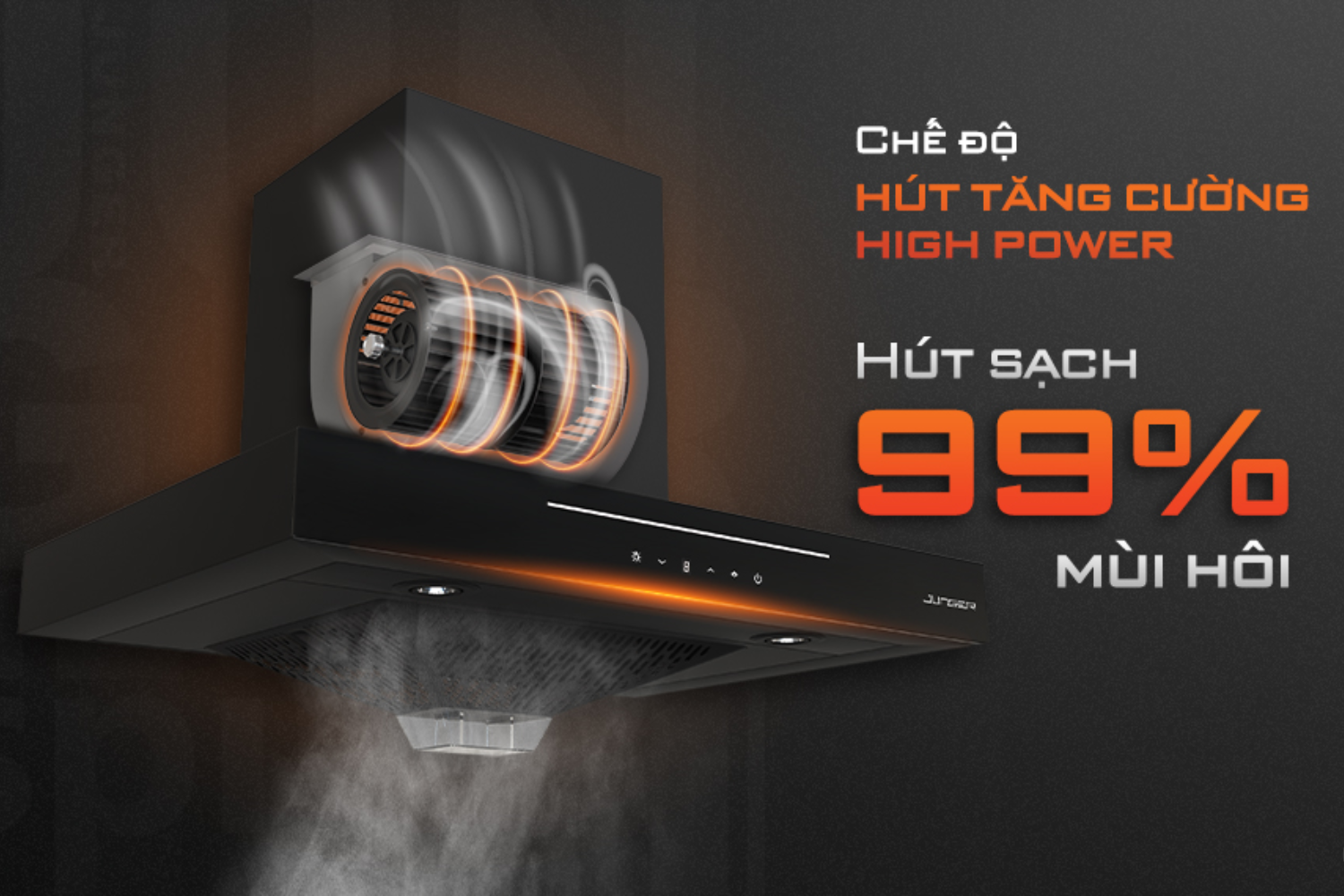 Máy hút mùi áp tường/âm tủ Junger HRJ-701 Đen | 70cm