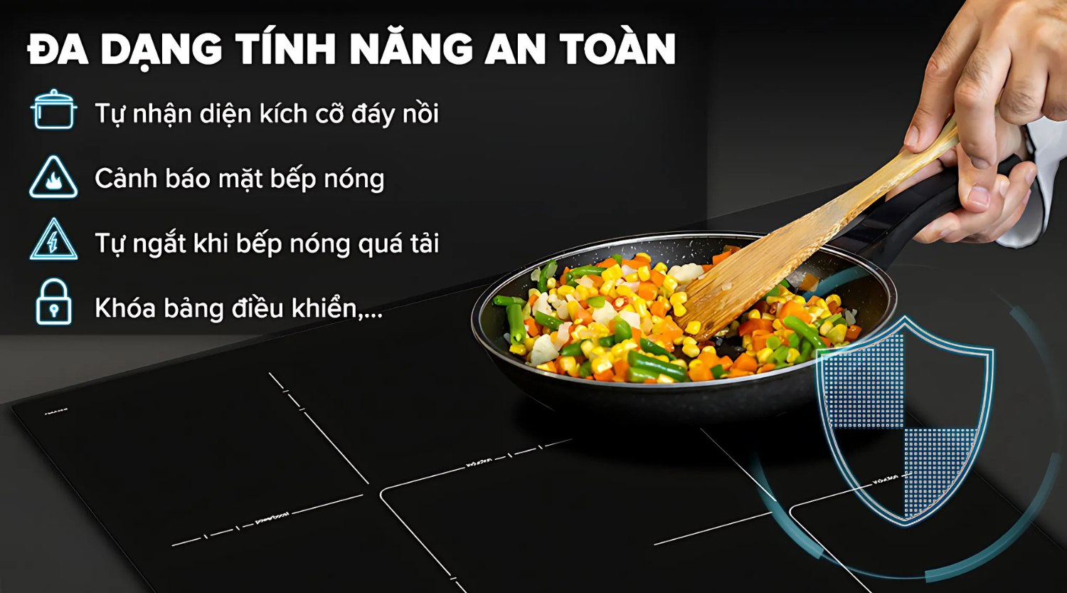 Mẫu bếp từ&nbsp;PID631BB1E được tích hợp nhiều cơ chế bảo vệ