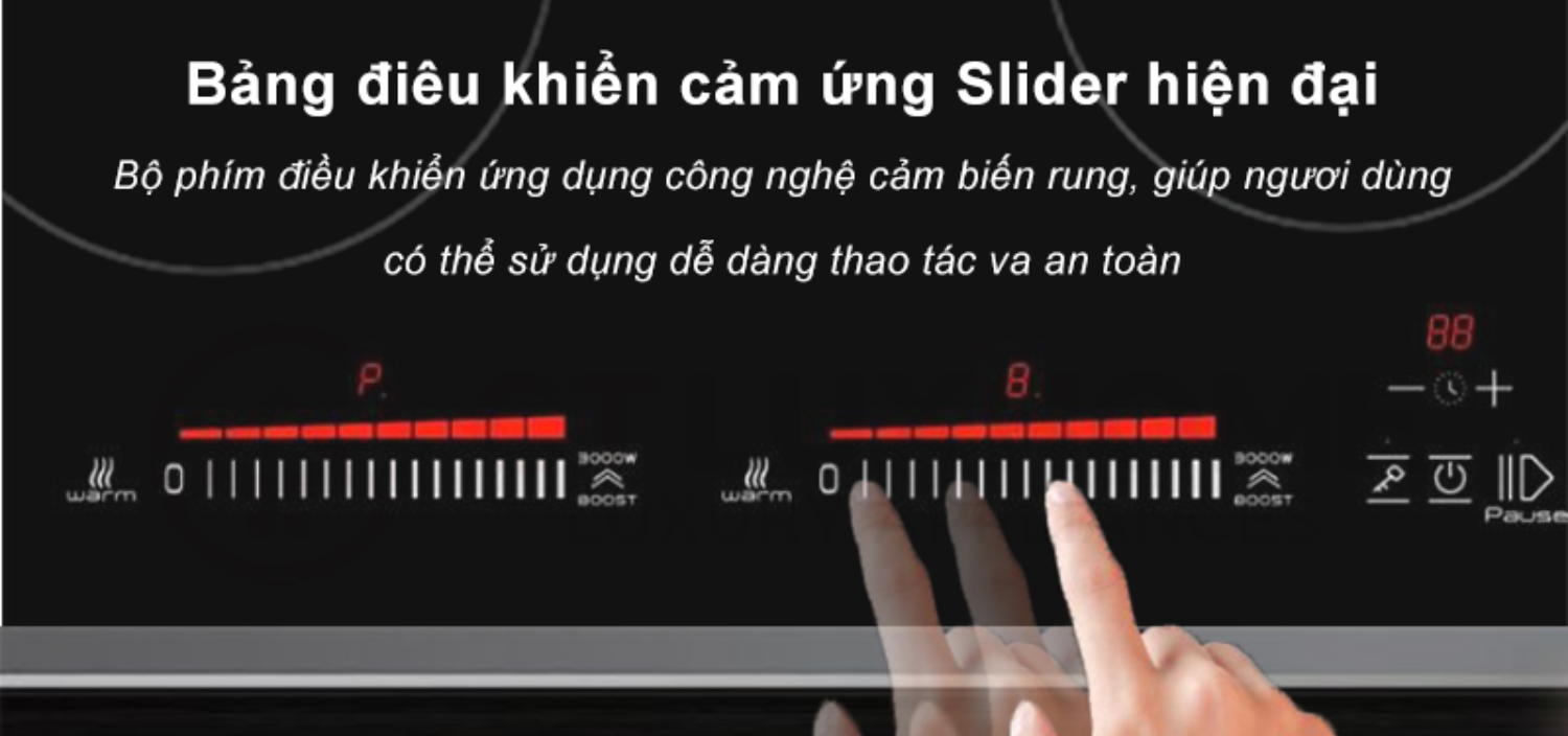 TouchSlider Control (Điều khiển trượt) điều chỉnh công suất bằng cách lướt ngón tay