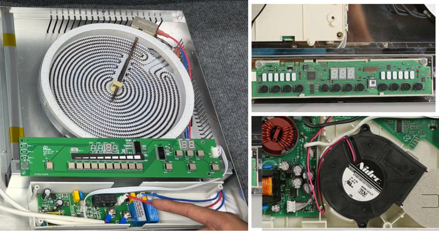 Bộ bo mạch quản lý toàn bộ các chức năng nấu nướng, điều chỉnh công suất và kiểm soát các tính năng an toàn