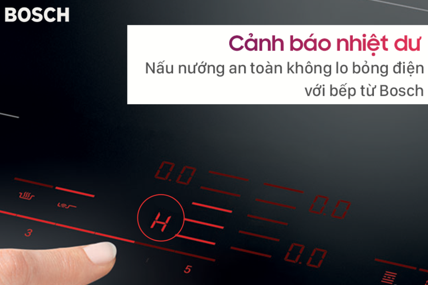 Bếp sẽ hiển thị ký hiệu chữ 