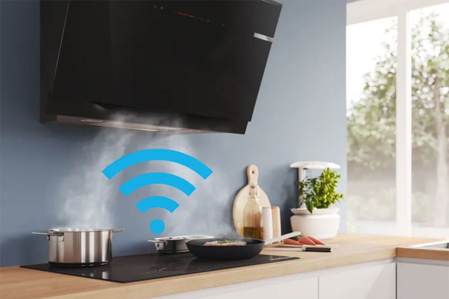 Ứng dụng HomeConnect cho phép bạn đồng bộ hoạt động giữa bếp từ và máy hút mùi