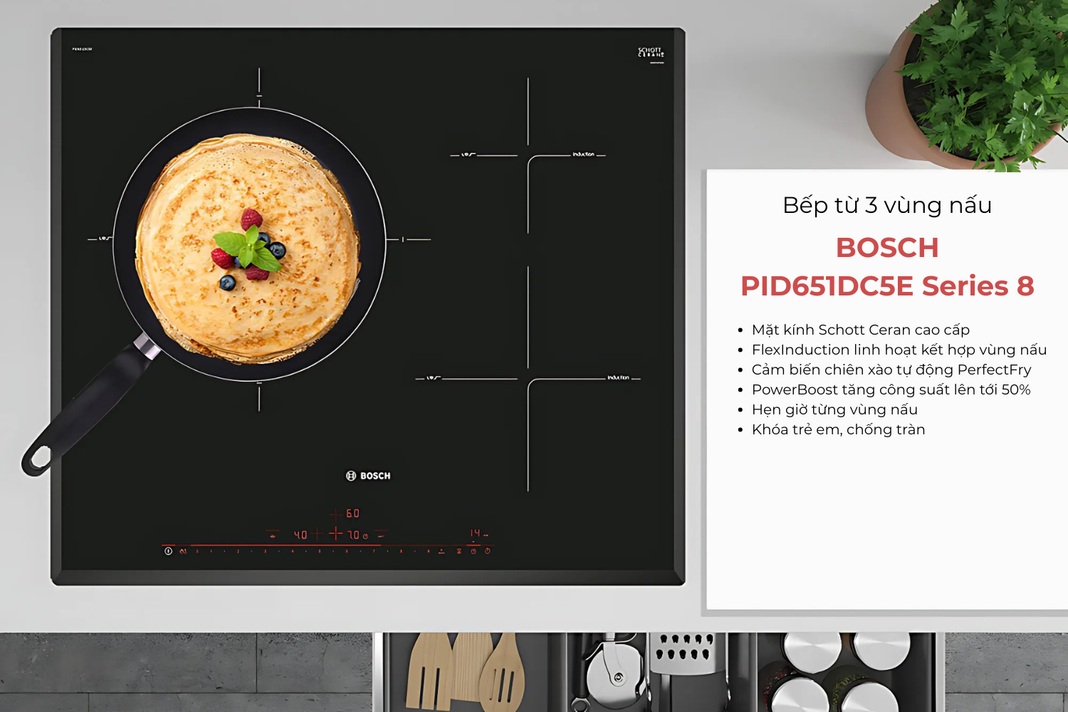 Bếp từ tuy kén nồi nhưng có hiệu suất nấu cao (90-95%)