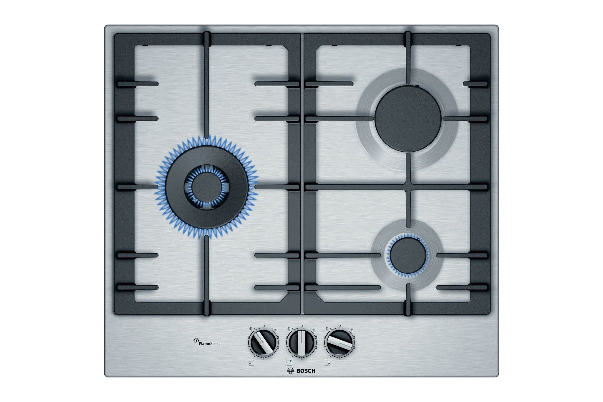 Bếp gas âm Bosch PCC6A5B90 thiết kế Domino 3 vùng nấu hiện đại