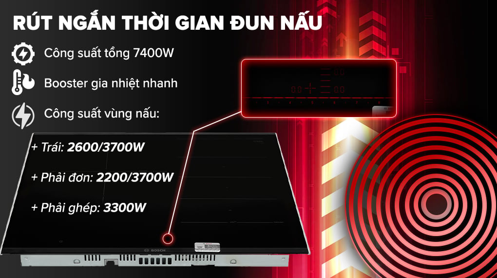 Hiệu suất mạnh mẽ, vùng nấu linh hoạt