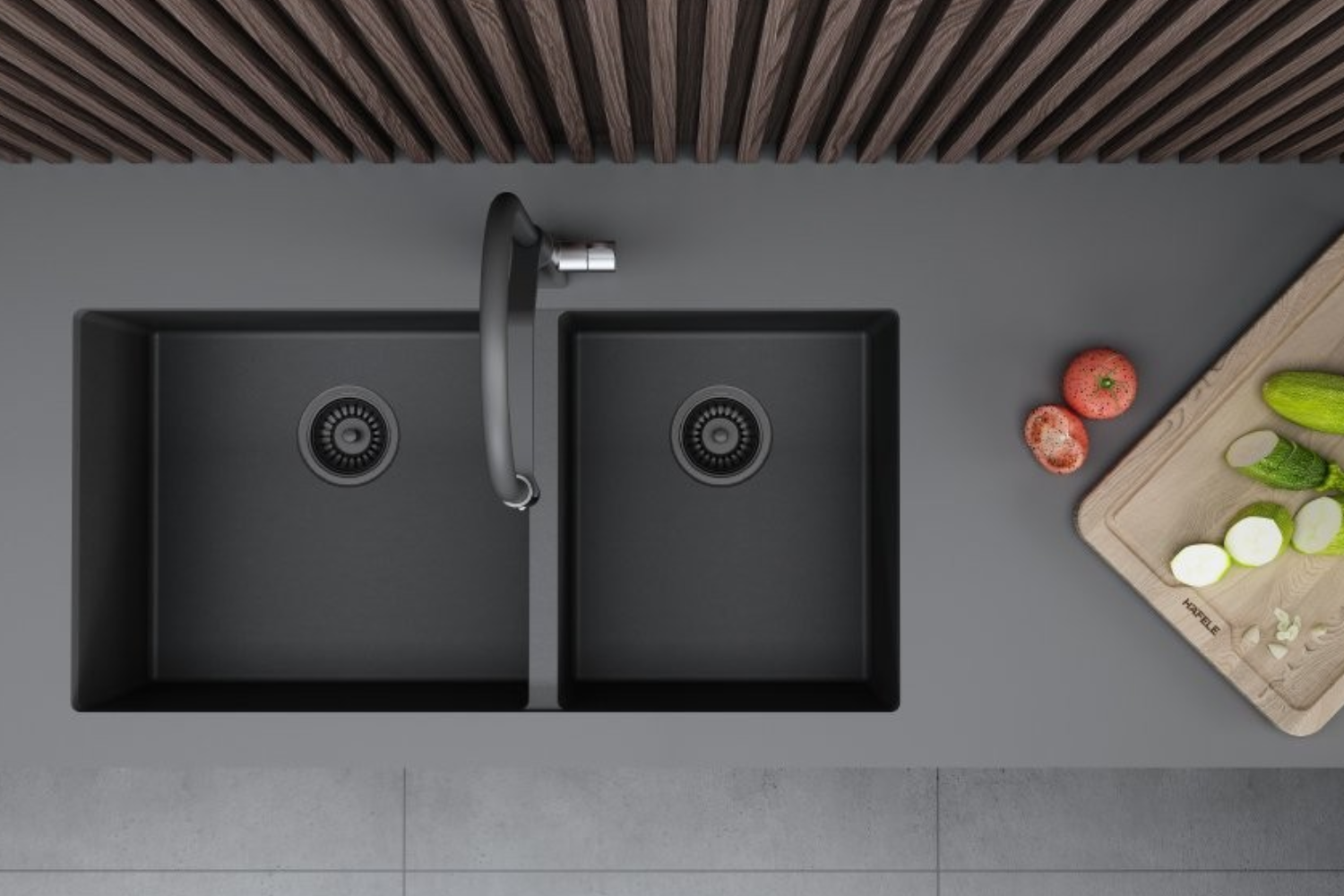 Bồn rửa chén 2 ngăn Hafele nhập khẩu chính hãng, thiết kế hiện đại.