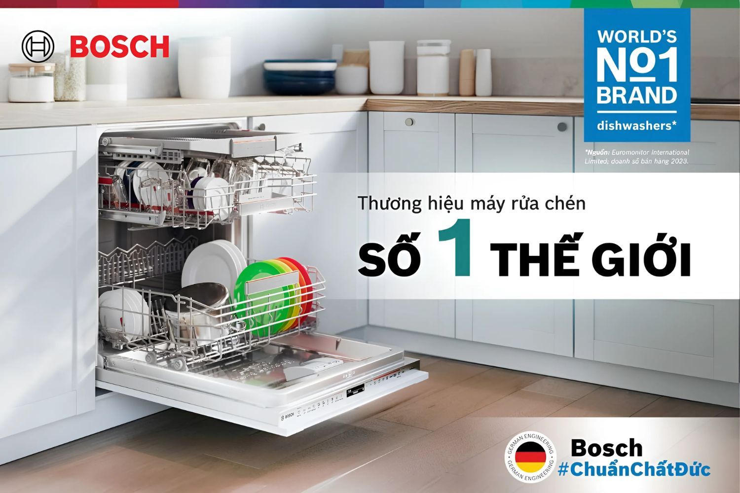 Thương hiệu Bosch dẫn đầu trong ngành sản xuất máy rửa bát