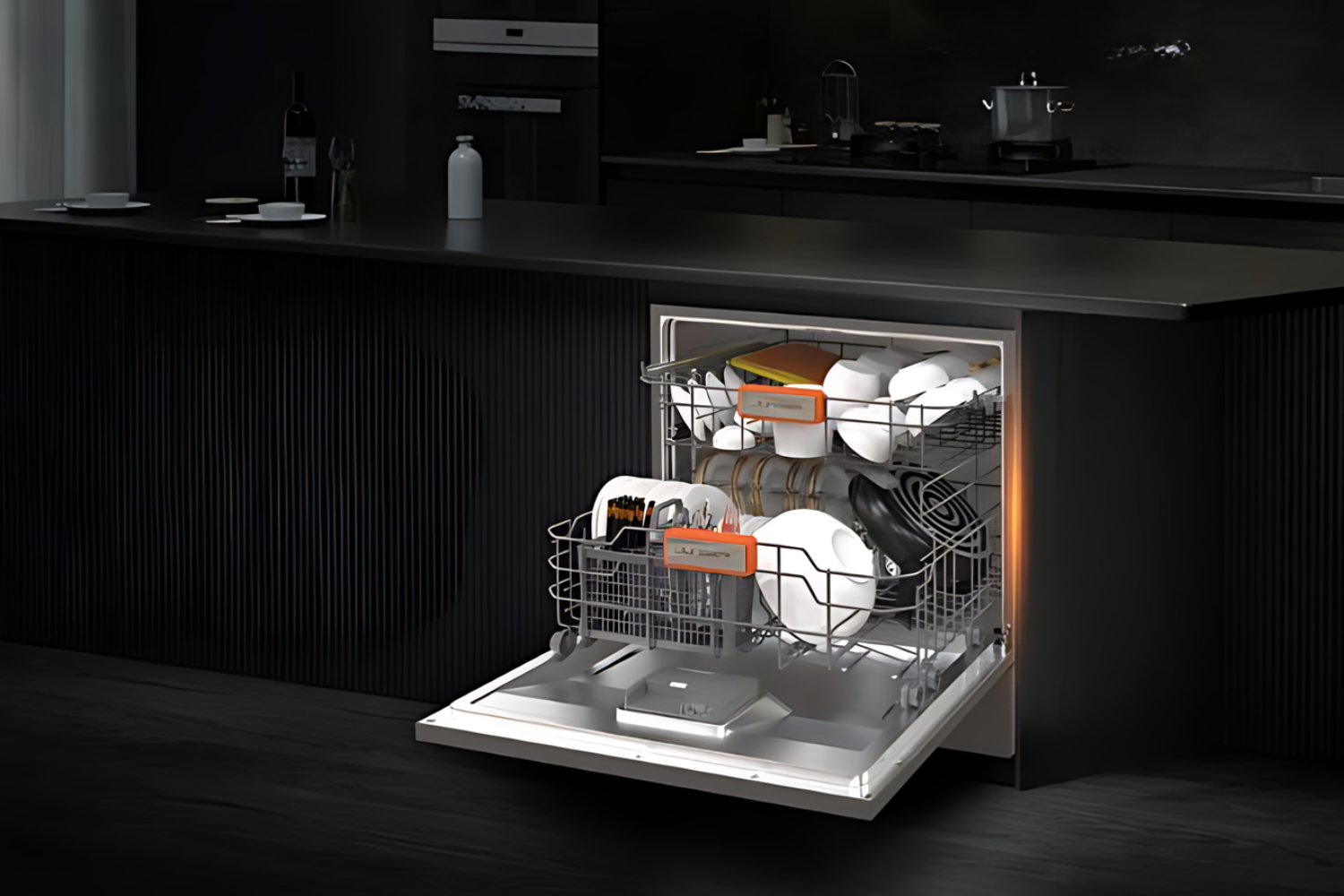 Bước 4: Xếp bát đĩa vào máy